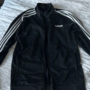 adidas Black Track Jacket with White Three-Stripes